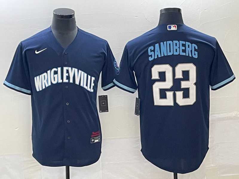 Mens Chicago Cubs #23 Ryne Sandberg Navy City Connect Cool Base Stitched Jersey->chicago cubs->MLB Jersey